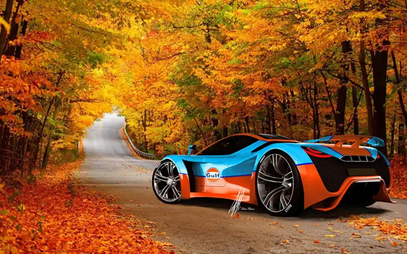 Алмазная вышивка красный спортивный автомобиль крестиком своими руками
