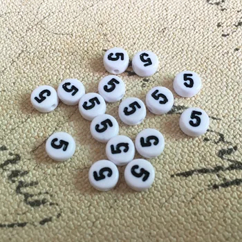 

Free Shipping 3600PCs 4*7MM Flat Coin Round Shape Acrylic Number Beads Single Numbers 5 Plastic DIY Ornament Loose Bracelet Bead