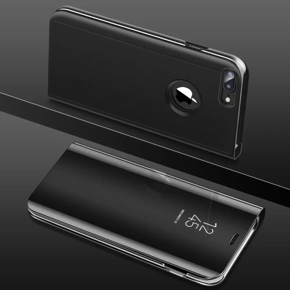 Smart View зеркало Экран кожаный чехол откидная крышка для IPhone 6 7 8 Plus X Ясно Зеркало Coque