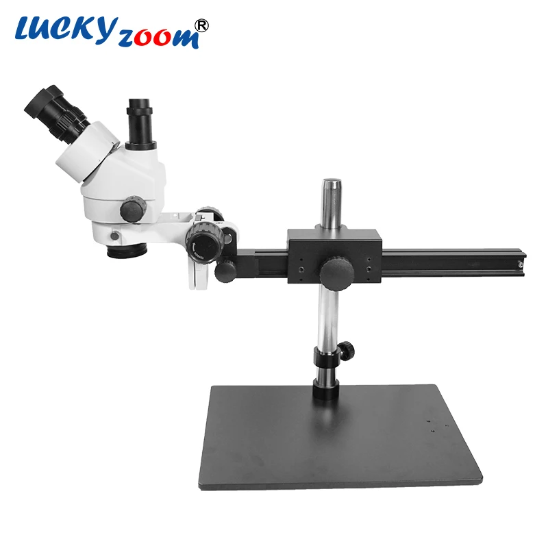 Luckyzoom 7X-45X Simul-Focal Тринокулярный Стерео Зум-микроскоп Портативный штатив 60 кольцевой светильник пайка микроскопио