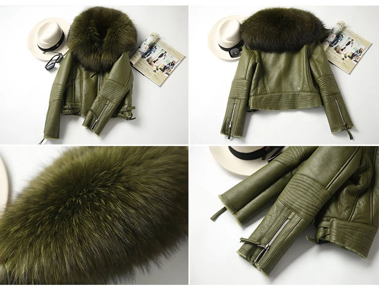 genuine sheepskin leather jacket with raccoon fur collar (14)