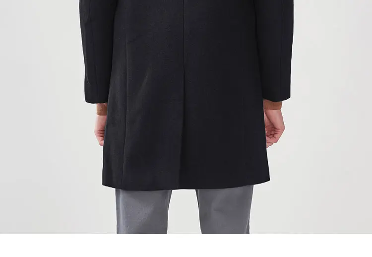Giordano мужское шерстяное пальто средней длины, выполненное в однотонном оттенке,имеется два варианта цвета на выбор