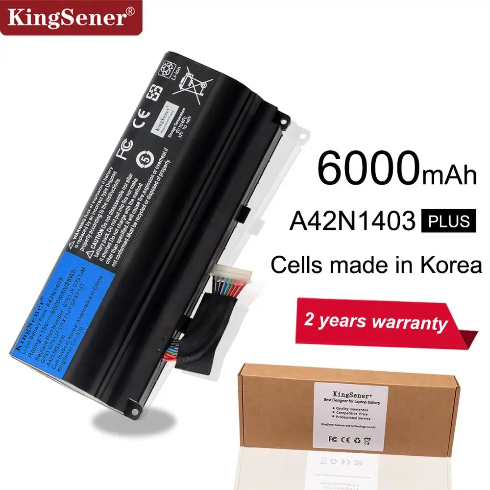 Ceny KingSener 15V 6000mAh Korea Cell A42N1403 bateria do asus ROG G751 G751JY G751JM G751JT GFX71 GFX71JY GFX71JT A42LM9H A42LM93