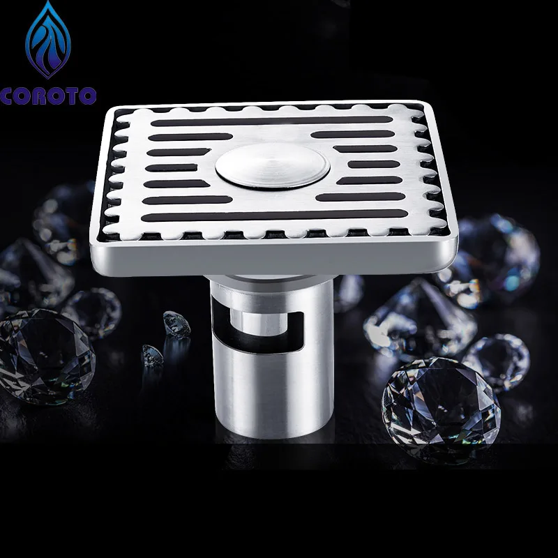 

COROTO Brand High Quality Stainless Steel Floor Drain Deodorization Square Shape Chrome Plate Bathroom Drain Shower Drain