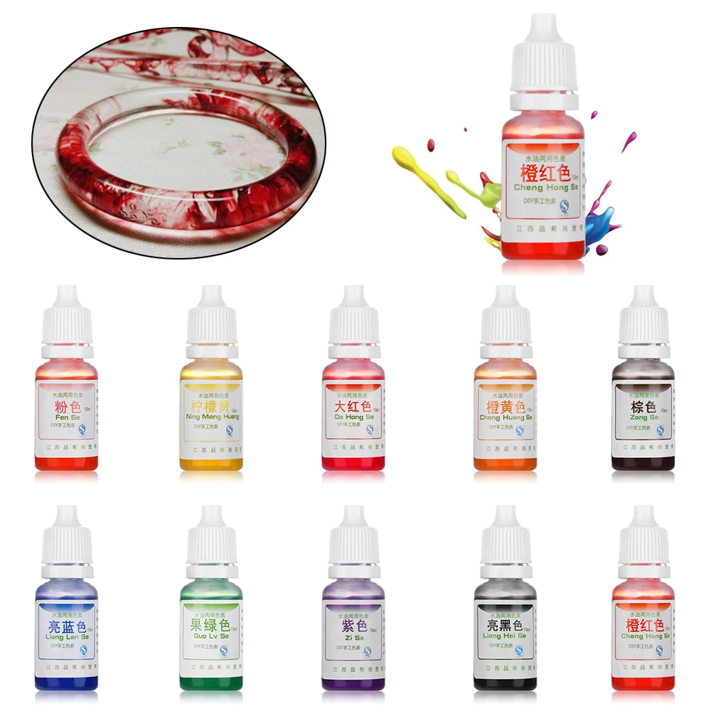 

10ml Hot Epoxy Color UV Resin Coloring Dye Dyeing Pigment Slime Crystal Mud UV Resin Dyeing Water Oil Dual Use Pigment DIY Craft