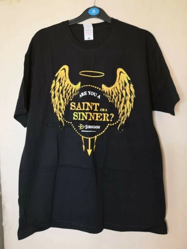 Strongbow Cider Mens Casual T Shirt Graphic Saint Sinner Large Blackin