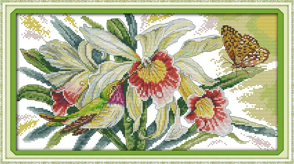 

Butterflies over Flowers, counted printed on fabric DMC 14CT 11CT Cross Stitch kits,embroidery needlework Sets, Home Decor