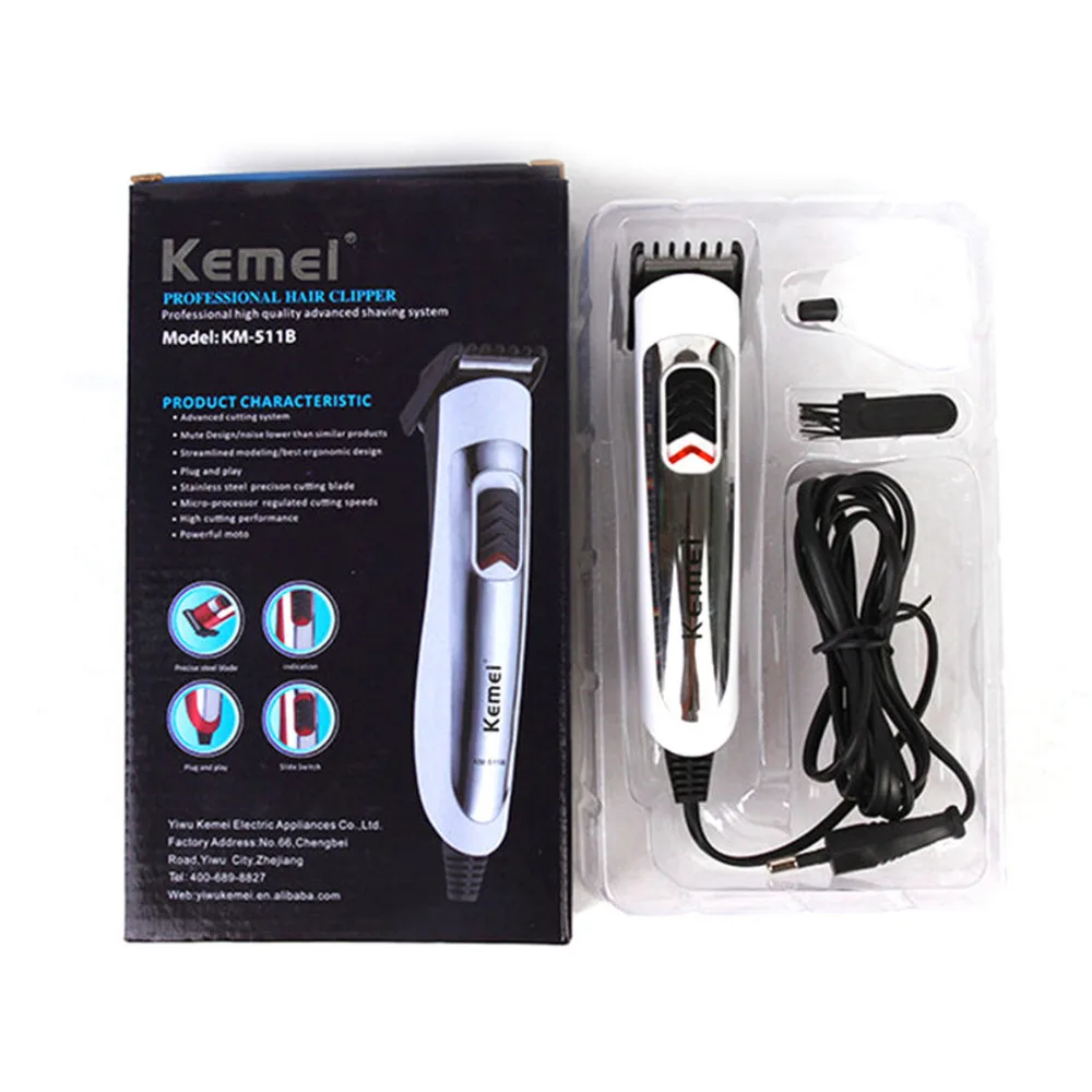 Профессиональный Kemei Электрический перезаряжаемый клипер для удаления волос режущий станковые лезвия триммер для бритья для мужчин KM-511B