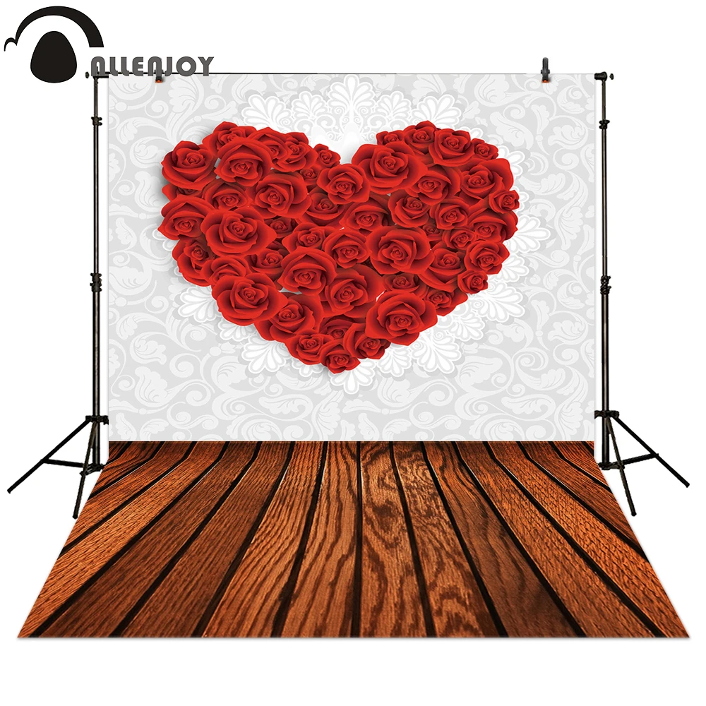 

Allenjoy Photography backdrops Red Rose Wooden Valentine's Day background for photo studio