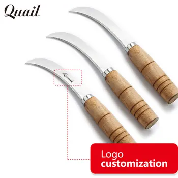 

Quail Special Style Pocket knife Wood Handle Tactical Knife Sharp Cutting Fruit Knife Free Customized with Text/Logo as Gifts
