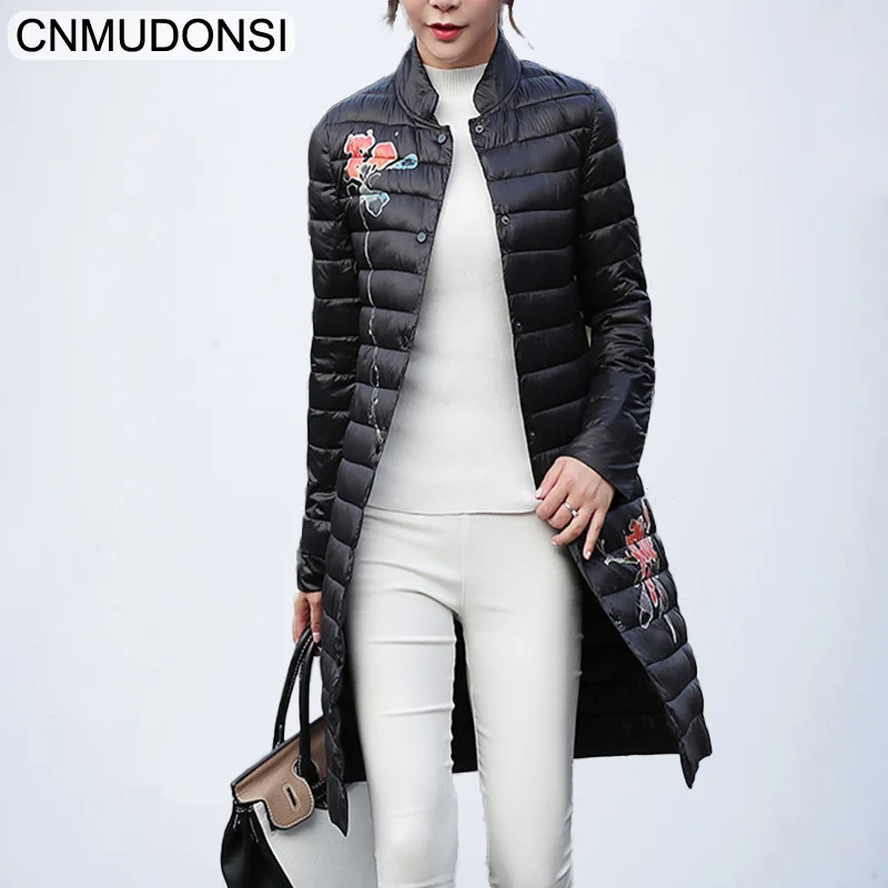 CNMUDONSIThin section Winter Collection Women's Coat Jacket Stand Collar Cold-Resistant Warm Long Parkas Female Quilting Cotton | Женская