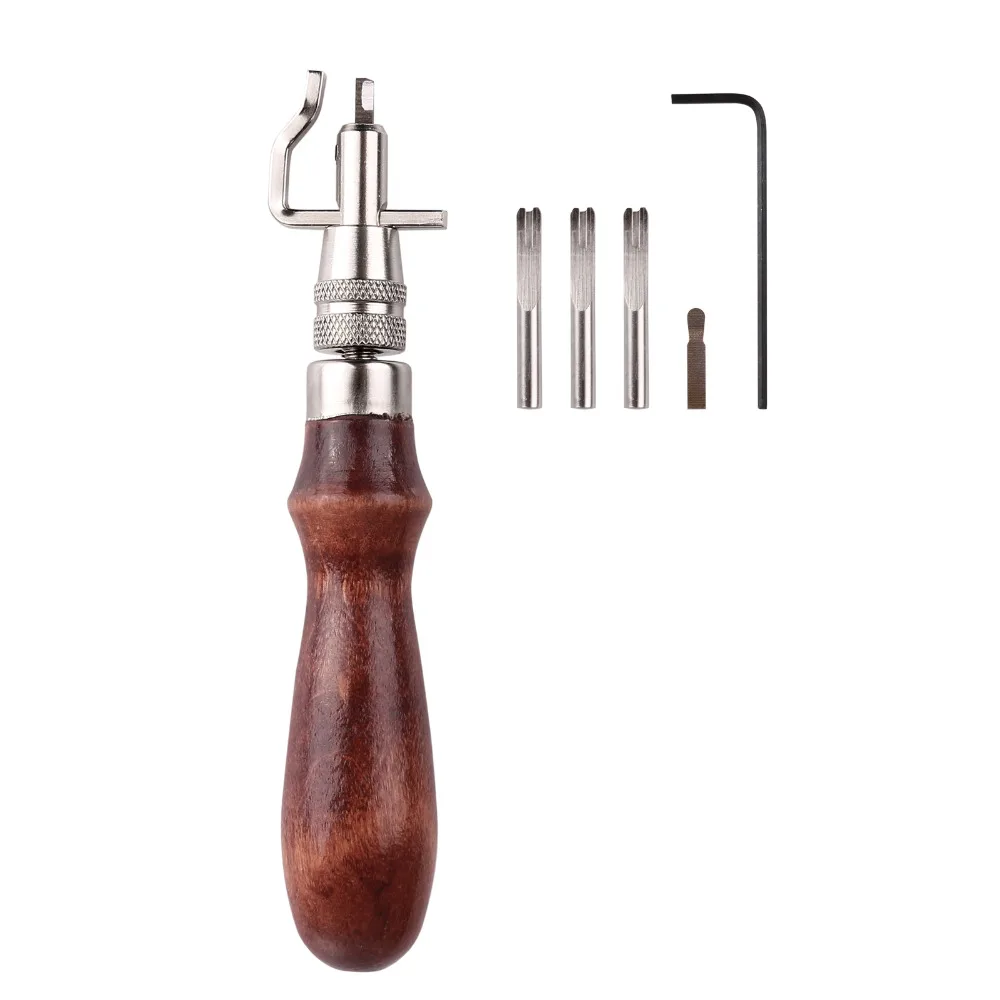 5 в 1 инструмент для рукоделия, регулируемый инструмент для профессионального шитья, инструменты из кожи, инструменты из дерева+ стальной край, нож для шитья