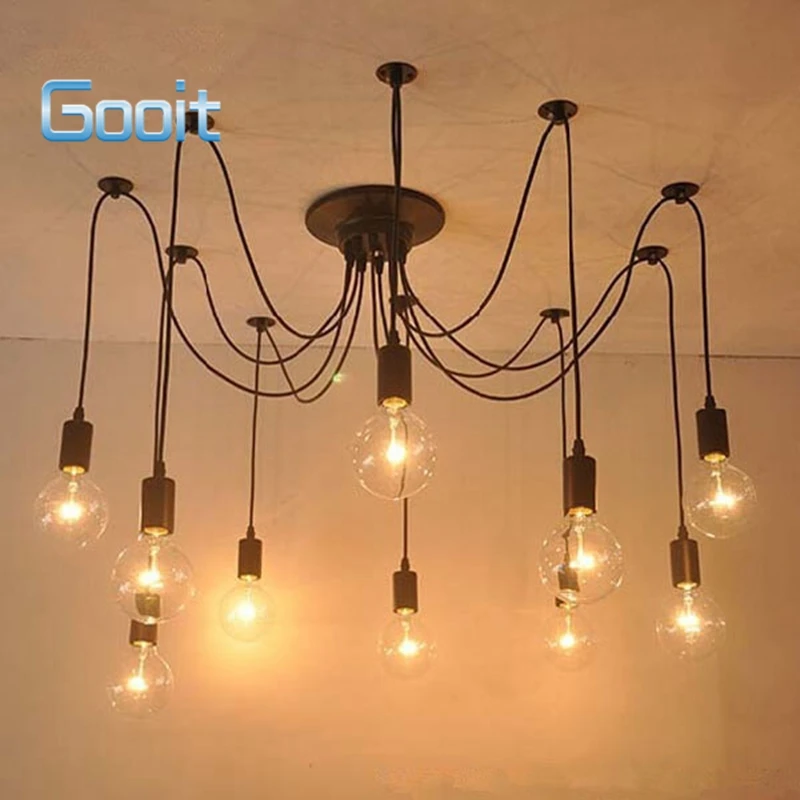 

Edison Retro Spider Chandelier Lighting Ceiling Pendant 10 Lights 110-220V E27 ST64 G95 Led Crystal Living lamps
