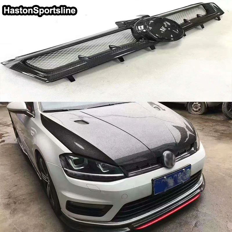 MK7 ASPEC Style Carbon Fiber Front Grille Grill For Volkswagen Golf 7 mk 7 2014-2017 carbon fiber front headlight cover eyelid eyebrow for vw golf 7 mk7 2014 2015 a style