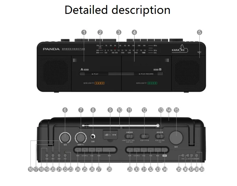 Панда F-539 двойная лента кампус радио студентов обучения иностранный язык караоке радио ретранслятор радио Кассетный рекордер