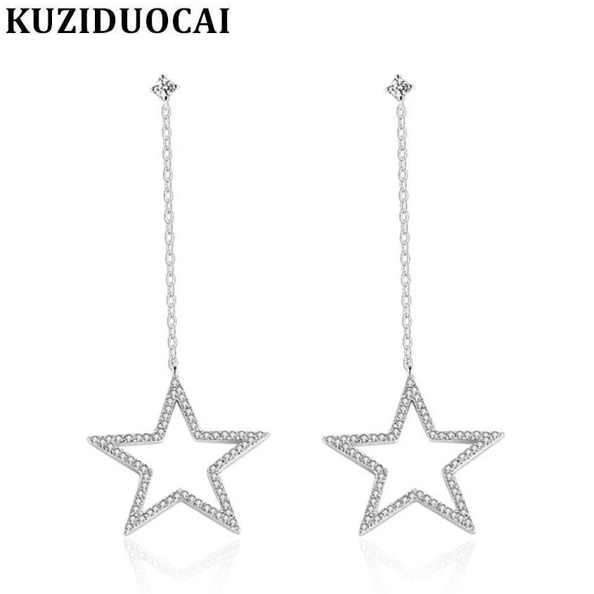 Kuziduocai новые модные ювелирные изделия медный кристалл длинный стиль кисточкой