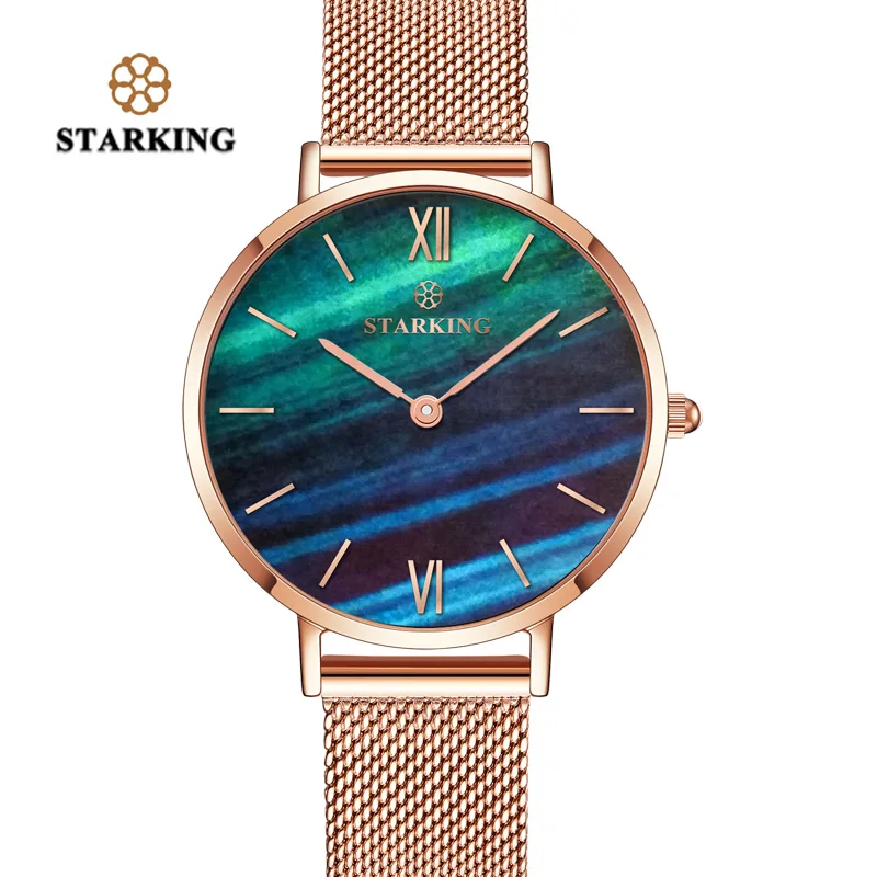 STARKING Топ бренд Модные женские сетчатые часы женские кварцевые часы изумрудные женские роскошные часы из нержавеющей стали Reloj наручные часы - Цвет: TL0919MS34