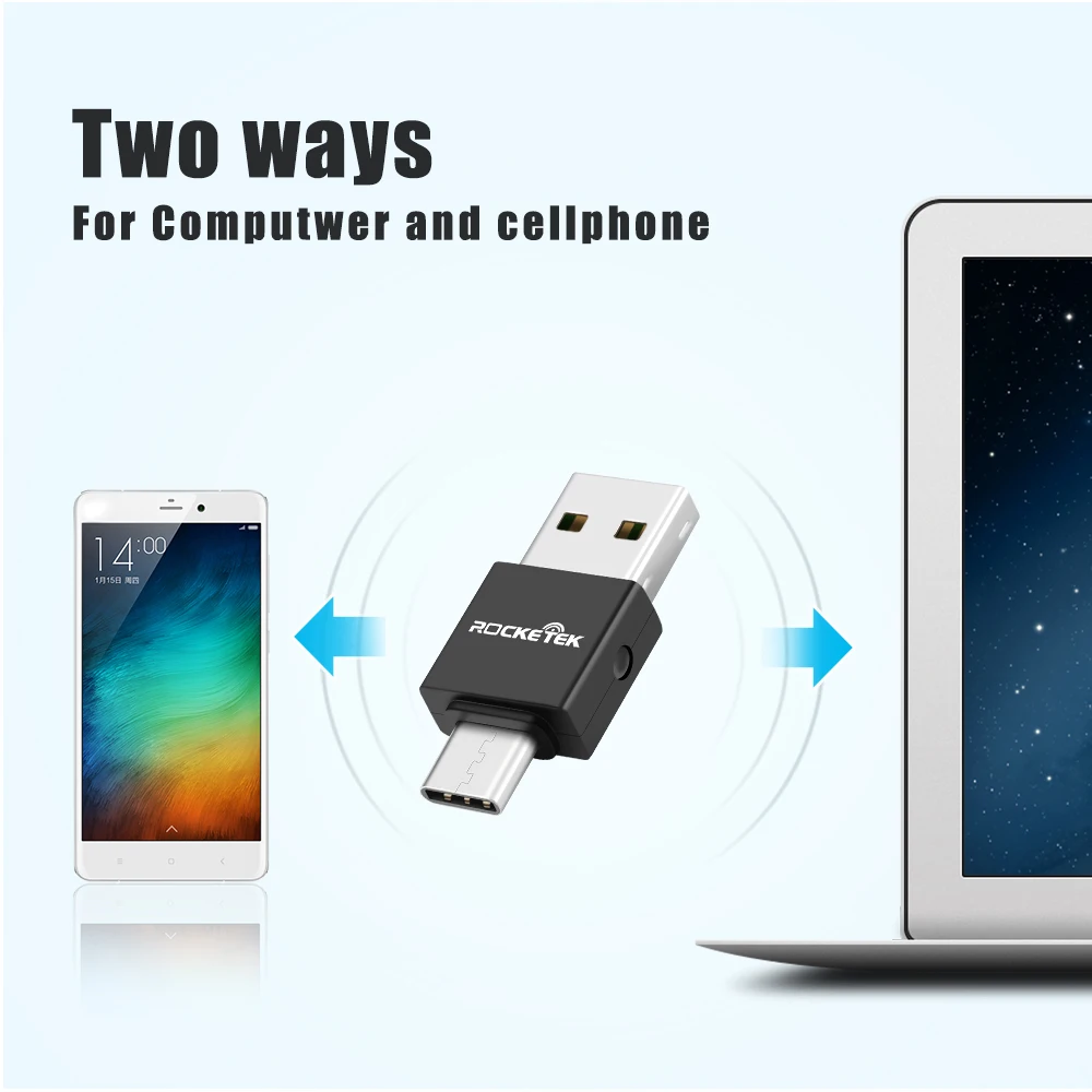 Rocketek высокое качество тип c usb 2 0 otg телефон Тип устройство для чтения карт памяти