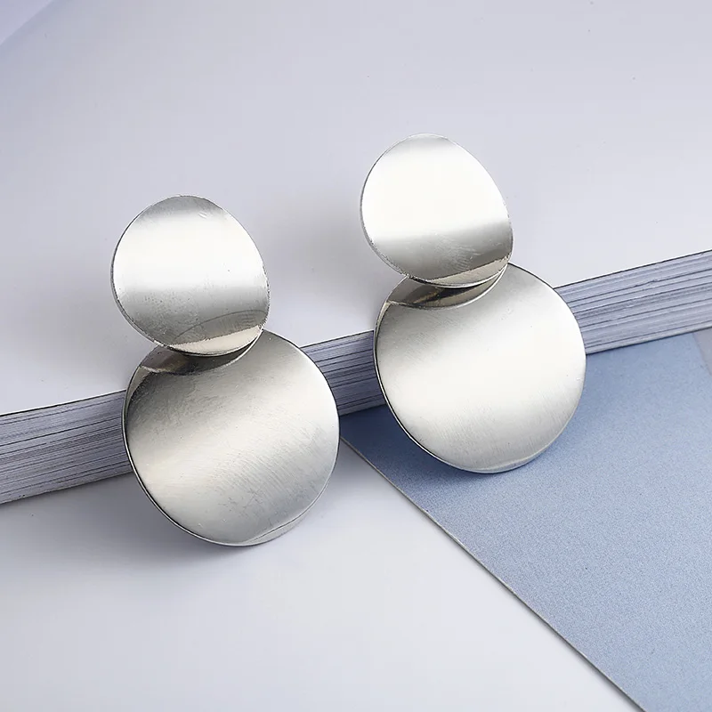 Drop Earrings 2025 Unique Metal Drop Earrings Gold Color Round Statement Earrings for Women wing Fashion Jewelry