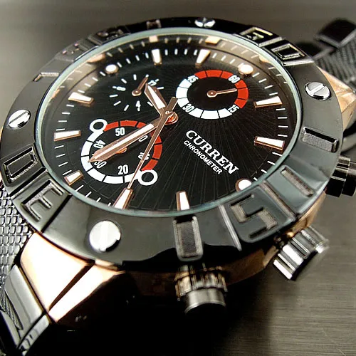 

2016 CURREN NEW HOURS CLOCK LUXURY WATCHES SPORT MEN FASHION GOLDEN BLACK STAINLESS STEEL WRIST WATCH FREE SHIPPING