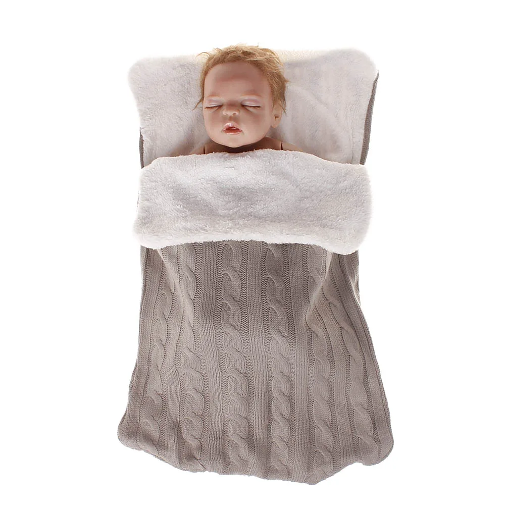 Горячая Распродажа конверт для ребенка зимний теплый открытый спальный мешок для детской коляски шерсть вязание пеленать для новорожденных