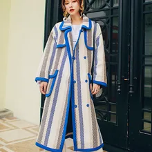 Осенне-зимнее Новое Женское шерстяное пальто, модная шерстяная куртка с отложным воротником, Женская двубортная Повседневная Свободная парка Z393