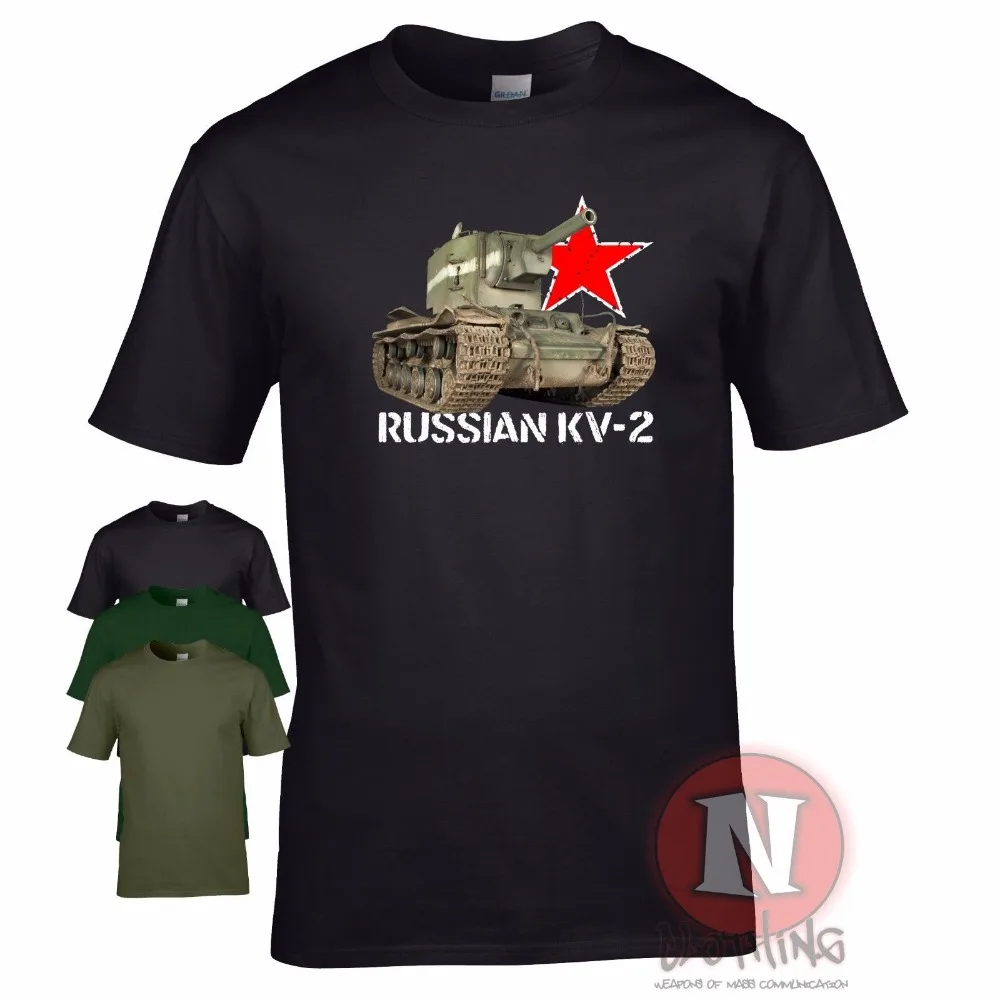 

"2019 Short Sleeves Cotton T Shirt Russian Kv 2 Tank Ww2 Military T-Shirt World Of War Tanks Eastern Front Tee Shirts"