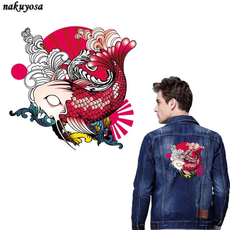 5pcs Japan styles dace carp Iron On A-level Patches Heat Transfer Pyrography For DIY T-Shirt Clothing Decoration Printing | Дом и сад