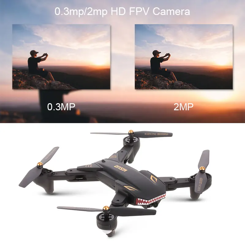 Складной селфи Дрон VISUO XS809S с широкоугольной HD камерой 2 Мп Wi Fi FPV XS809HW улучшенный