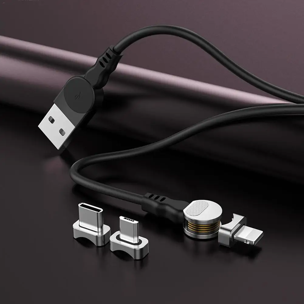 

5V / 9V/ 12V 2.4A High Quality TPE 3-In-1 Magnetic Data Cable Type-c Android 180 Elbow Magnetic Charging Cable 2019 Newest