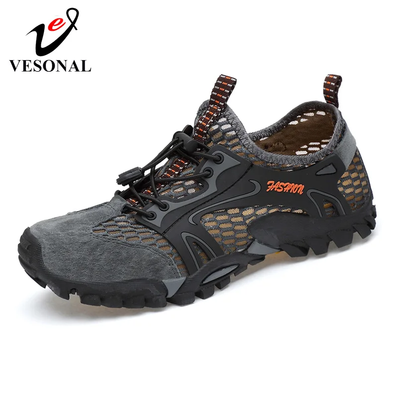 

VESONAL 2019 Summer Mesh Sneakers For Men Shoes Casual Outdoor Breathable Wading Mesh Shoes Comfortable Male Footwear