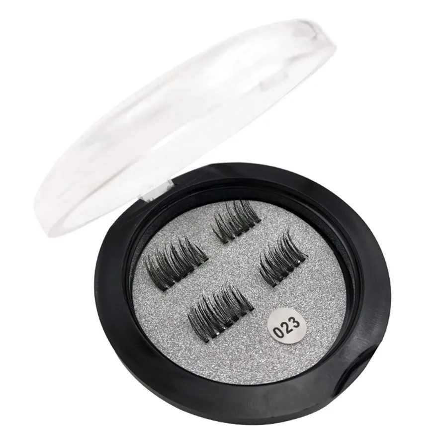 

2017 New Brand 1Pair High Quality Magnetic Eyelashes 3D Reusable False Eyelashes Black Magnet Makeup Fake Eye Lashes Pretty