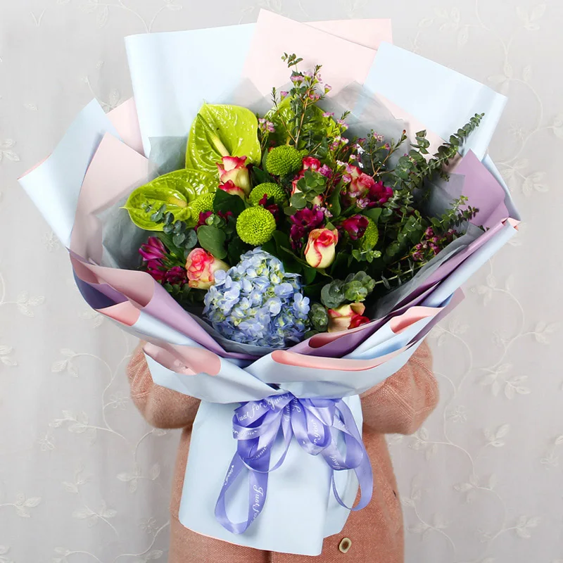 

20PCS Flower Wrapping Paper Smooth Texture Compliance Waterproof Bouquet Soap Solid Color Flower Wrapping Composite Paper