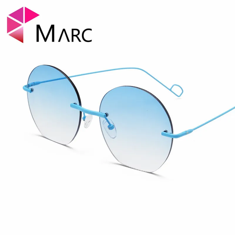 

MARC 2019 New Women Sunglasses Round Shaped Vintage Rimless Gafas sol de Brand Design Gradient Eyewear UV400 Female 1
