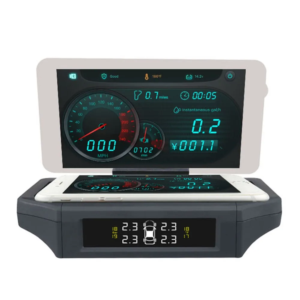 Автомобильный ЖК-монитор давления в шинах дисплей 3 в 1 Автомобильный HUD Head Up Meter Авто OBD 2 умный держатель HUD с Автомобильный проектор скорости дисплей