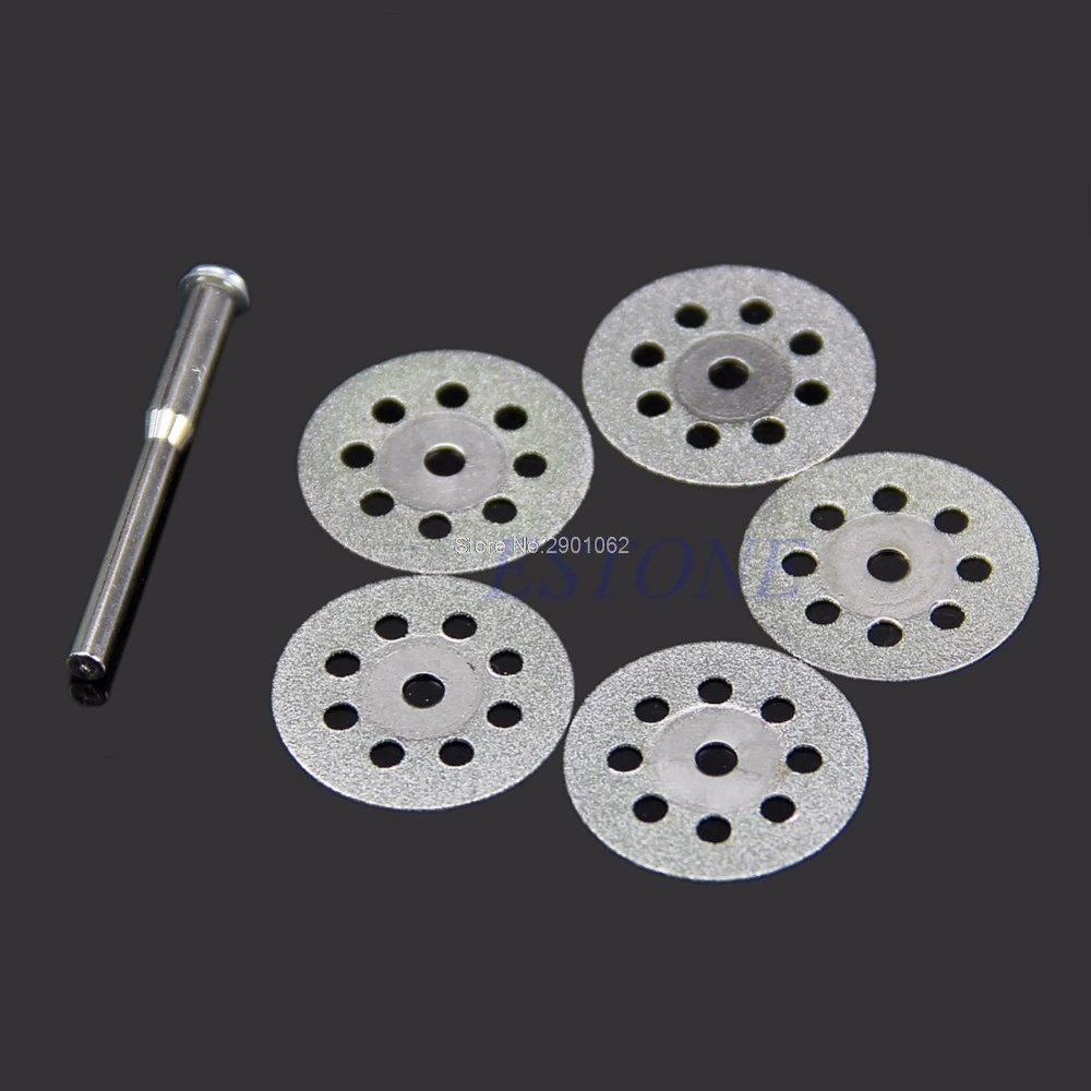 

Mini 22mm 5PCS Sharp Rotary Diamond Cutting Discs Disks Dremel Tools With A Rod -B119