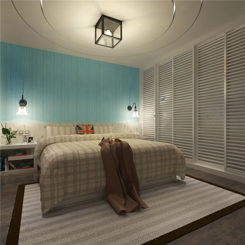 HANMERO Home Decor Modern PVC Vinyl Wallpaper Simple Blue