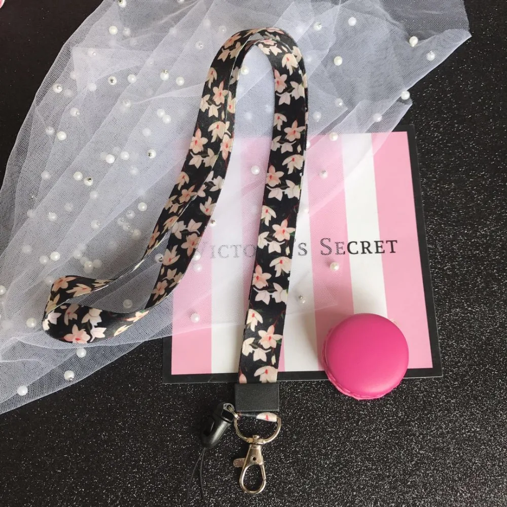 

Rose Flower Neck Strap Lanyards for keys ID Card Gym Mobile Phone Straps USB badge holder DIY Hang Rope Pansy Lanyard