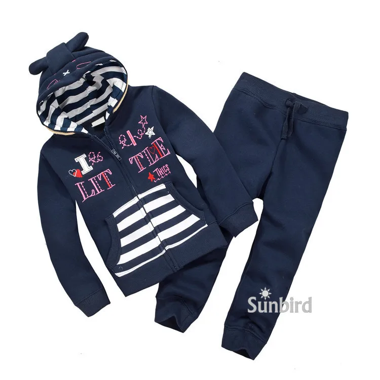 

TS-45, letter, 6sets/lot (2T-7T), Baby/Children girls hoodies Clothing sets, zipper long sleeve sweatshirts sets