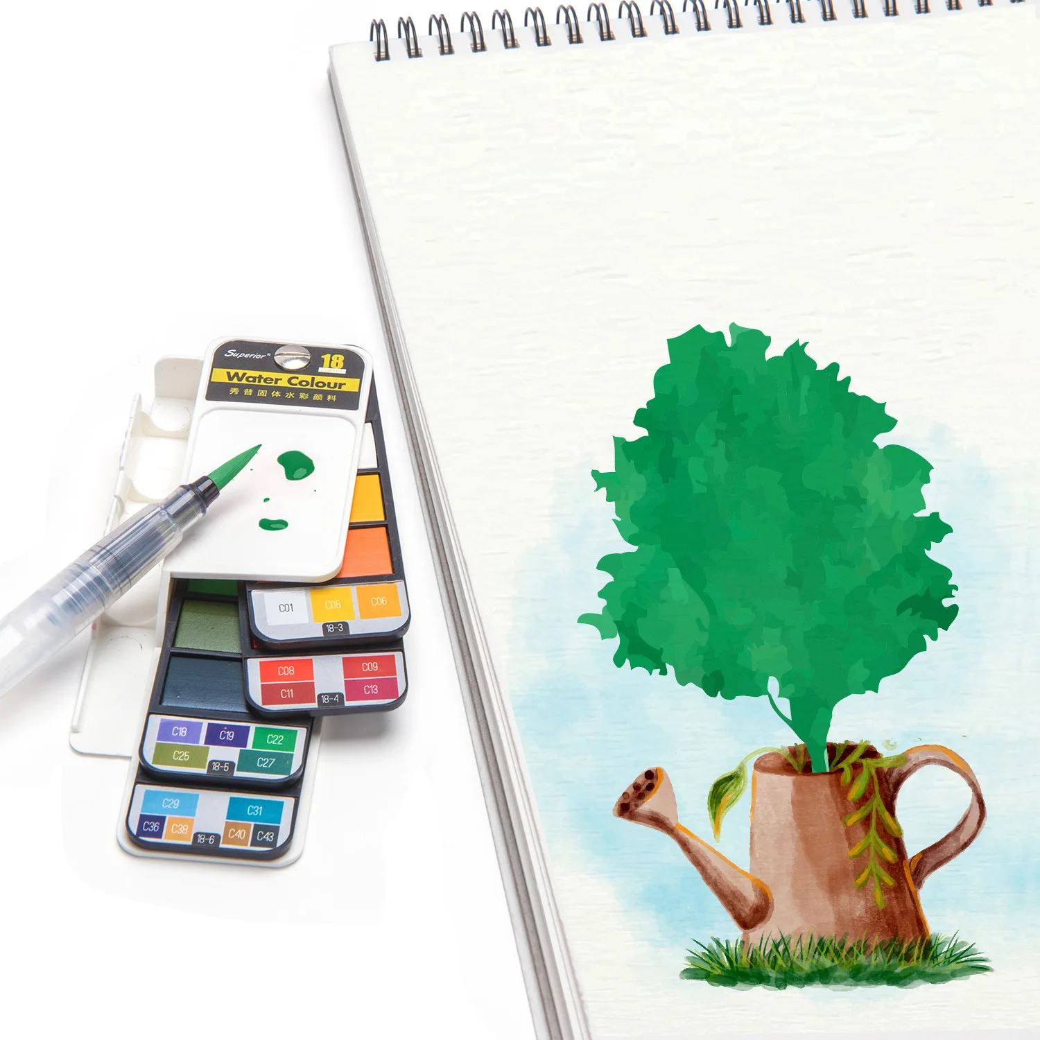 Conjunto de Pintura Sólida com Escova de Água Aquarela para Desenho Conjunto de Arte para Crianças Nova Qualidade Água Caneta Portátil Arte Suprimentos Cor 19 Nova qualidade conjunto de pintura cor água