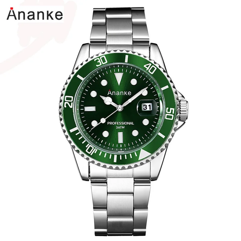 

Ananke Green Mens Watch Luxury Brand Quartz Wrist Watches Stainless Steel Waterproof Luminous Watch Man Fashion Men watch