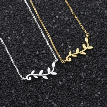 

Wholesale 10pcs/lot Tree Branch Leaf Necklaces Pendants Women Jewelry Stainless Steel Gold Chain Minimalist Plant Collier Femme