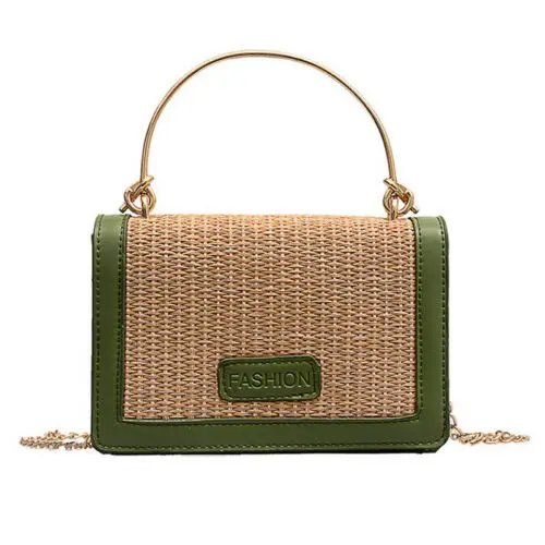 Lady Straw Bucket Rattan Woven Handbag Summer Beach Circle Shoulder Bag Ladies Beach Bag Handbags Bag For Women 2019 12*18*7cm