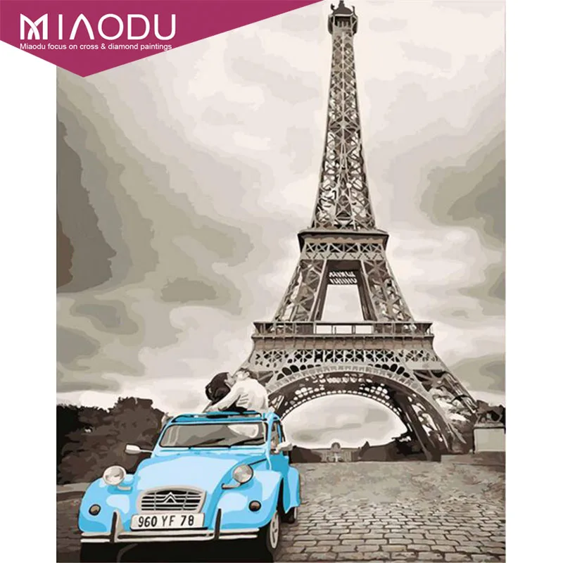 

Miaodu Paris eifel Tower DIY Romantic Diamond Painting European Landscape 5D Kits Mosaic Paintings Venice Wall Sticker Wedding
