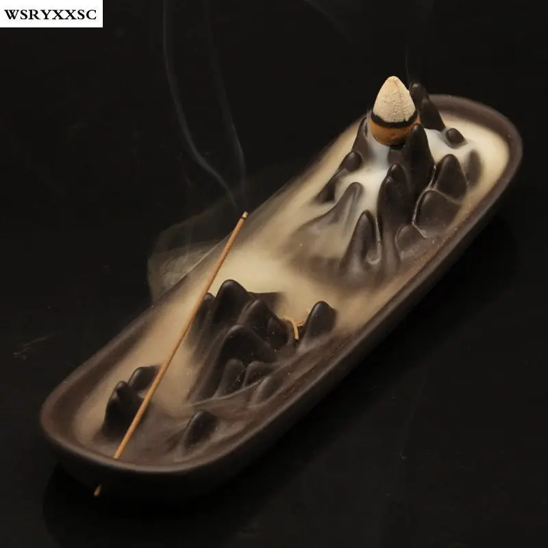 Ceramic Mountain Peak Boat Style Multifunction Incense Burner Stick