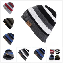 Унисекс вязаные шапки зимняя теплая шапка в полоску skullies Женская Толстая шапка с падениями Молодежные шерстяные шапочки Новое поступление T8