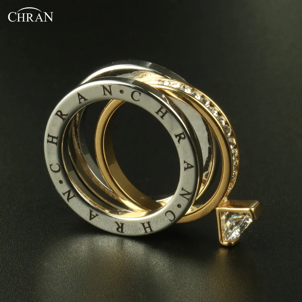 CHRAN Austrian Crystal Gold Color Brand Jewelry Classical Pave Band Zircon Engagement Rings For Women gold color rings gold color ring finger ring zircon crystal ring wedding rings wedding ring