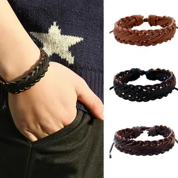 

Newly Fashion Faux Leather Rope Bracelet Men Women Jewelry Birthday Party Decor Gift