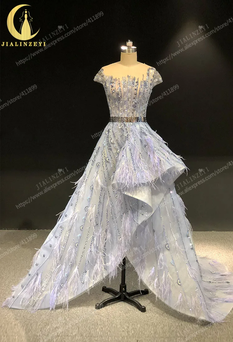 Rhine реальные фотографии рукава-крылышки фиолетовый синий бисер спереди короткое длинное сзади вечернее платье для выпускного вечера платья арабские вечерние платья Длинные