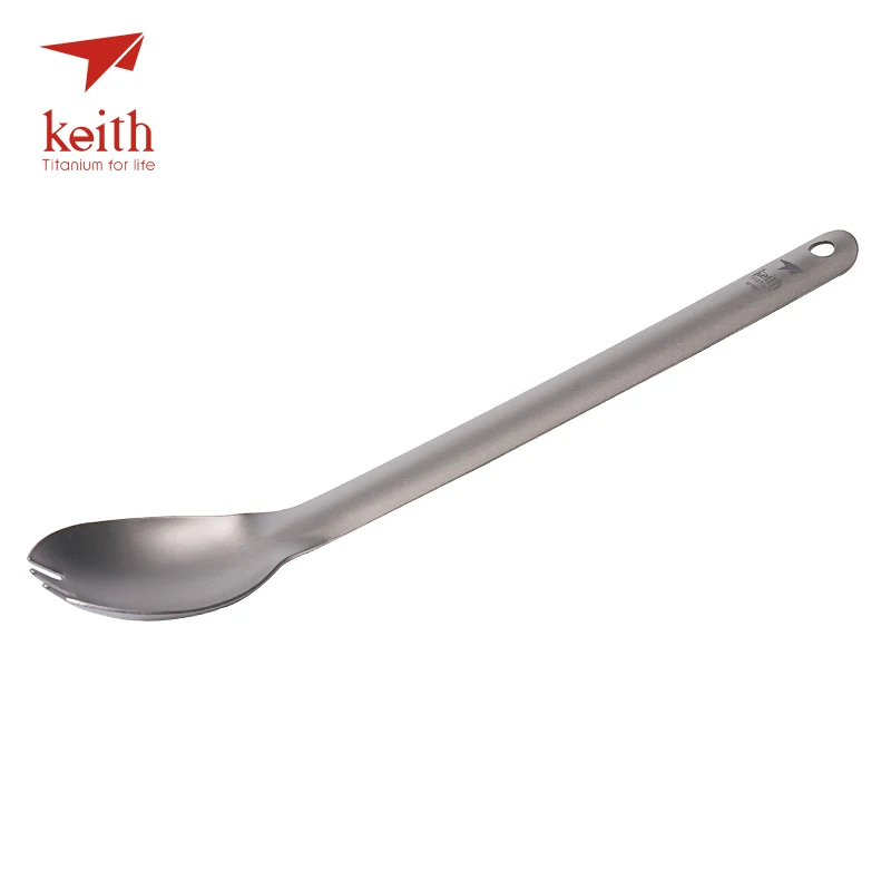 Keith titanio 200mm largo mango Spork camping tablewares picnic al aire libre senderismo conveniente Tenedores cuchara 20g ti5319
